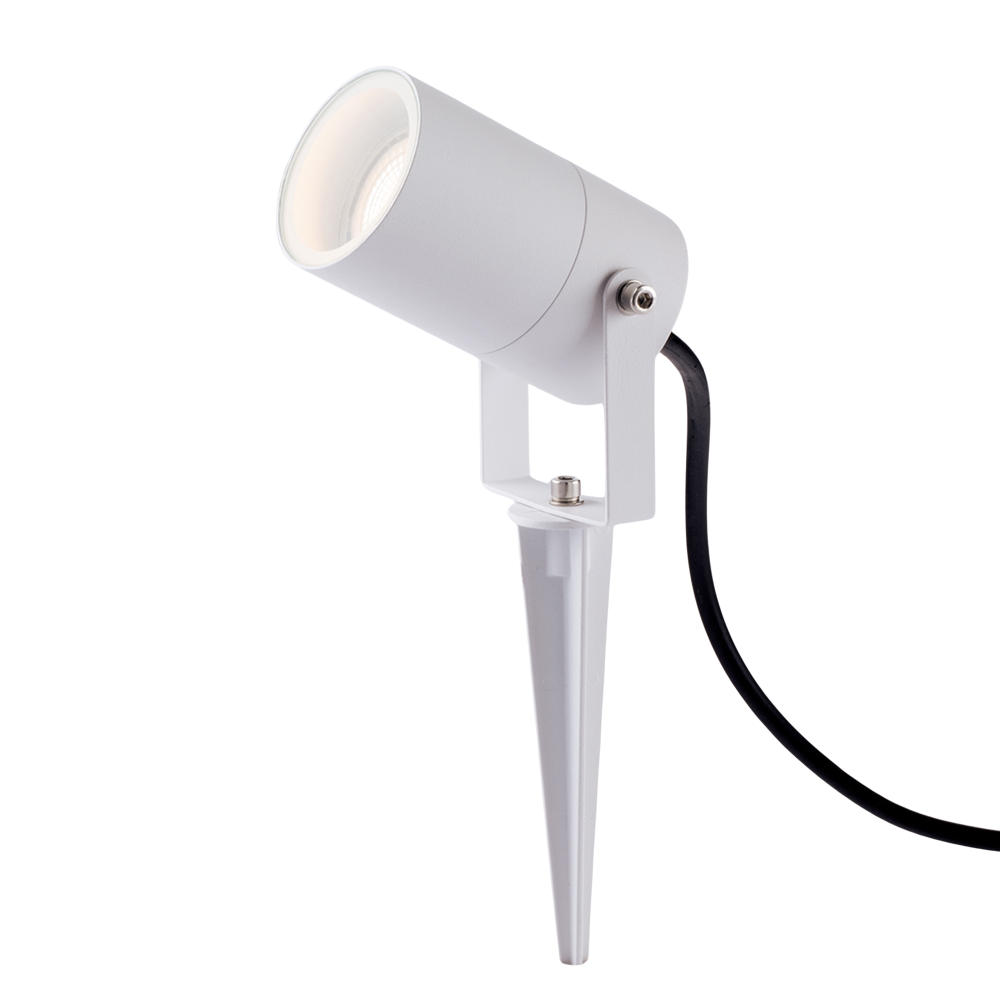 AKRON outdoor projector in white aluminum with spike included - Intec
