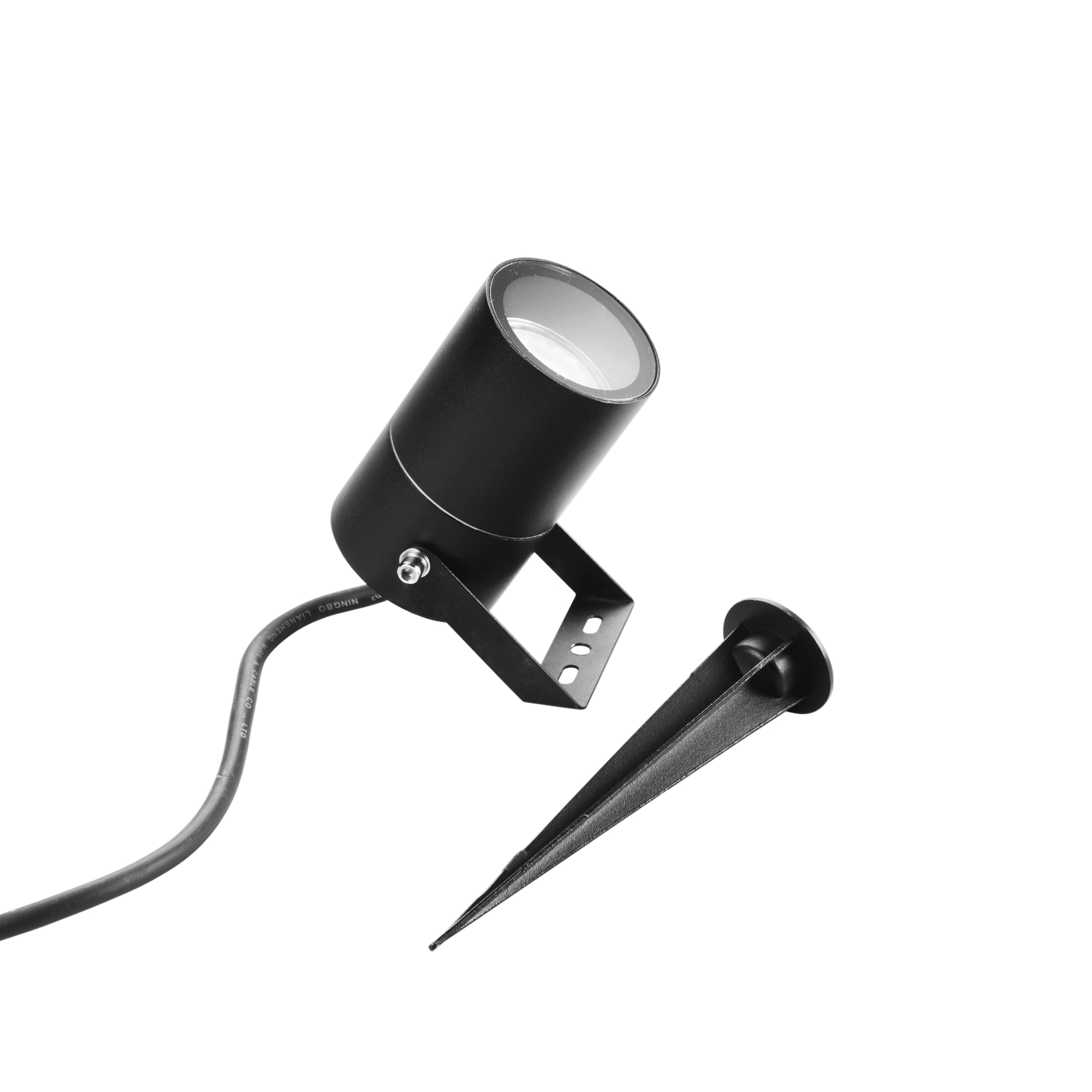 AKRON outdoor projector in black aluminum with spike included - Intec