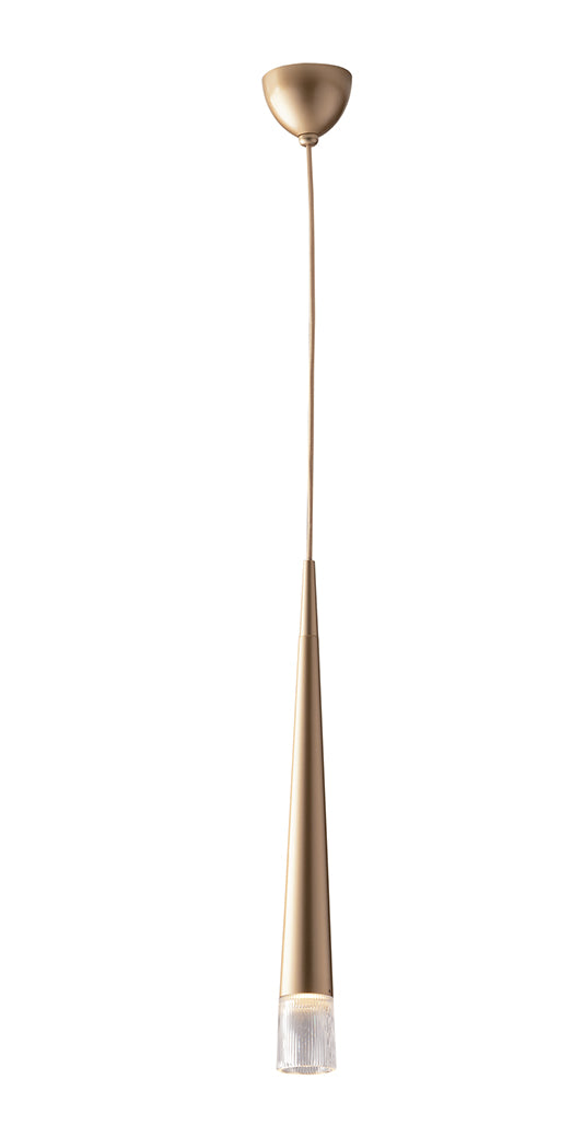 LANCELOT conical pendant in gold metal with glass diffuser - Luce Ambiente e Design