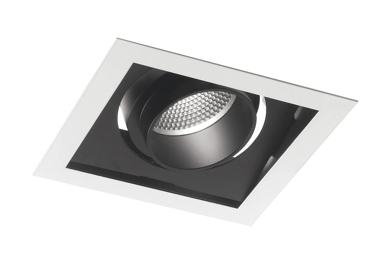 APOLLO anti-glare black LED recessed with adjustable light 45W warm light - Intec