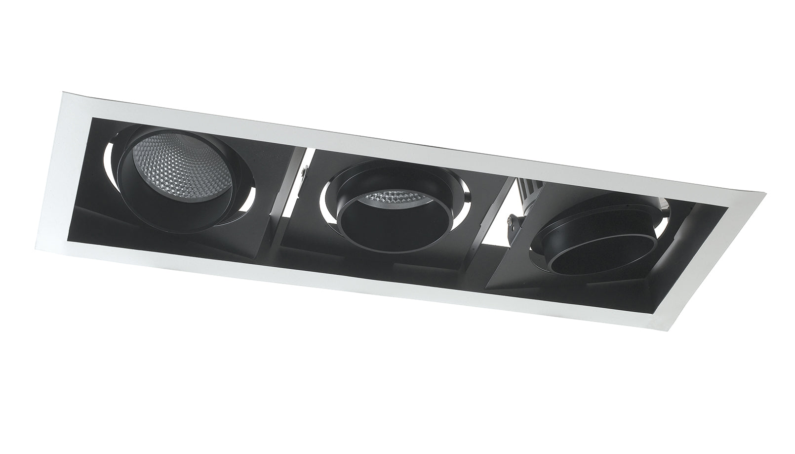 APOLLO anti-glare black LED recessed with adjustable light 3x30W warm light - Intec