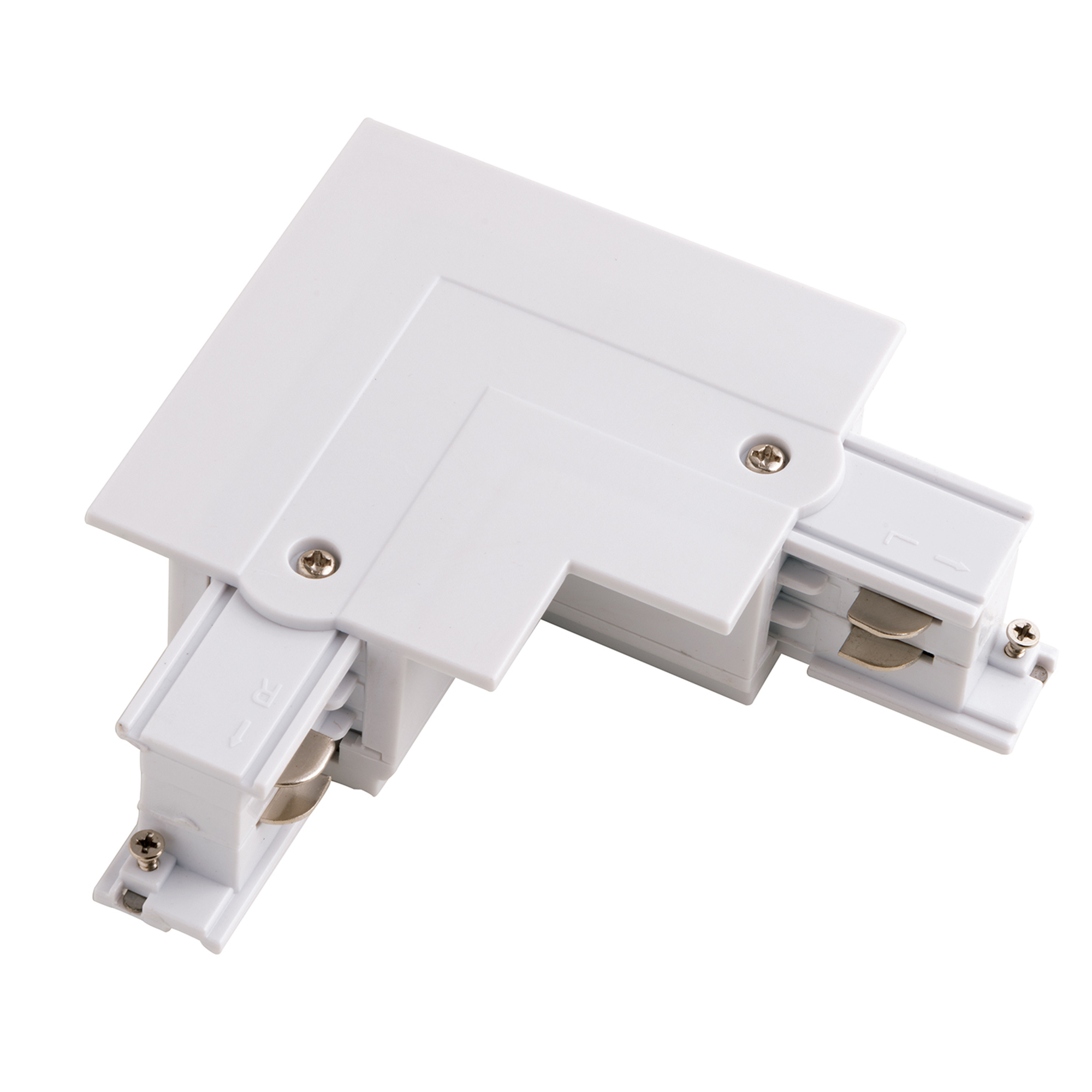 Recessed left corner connector for white three-phase tracks - Intec