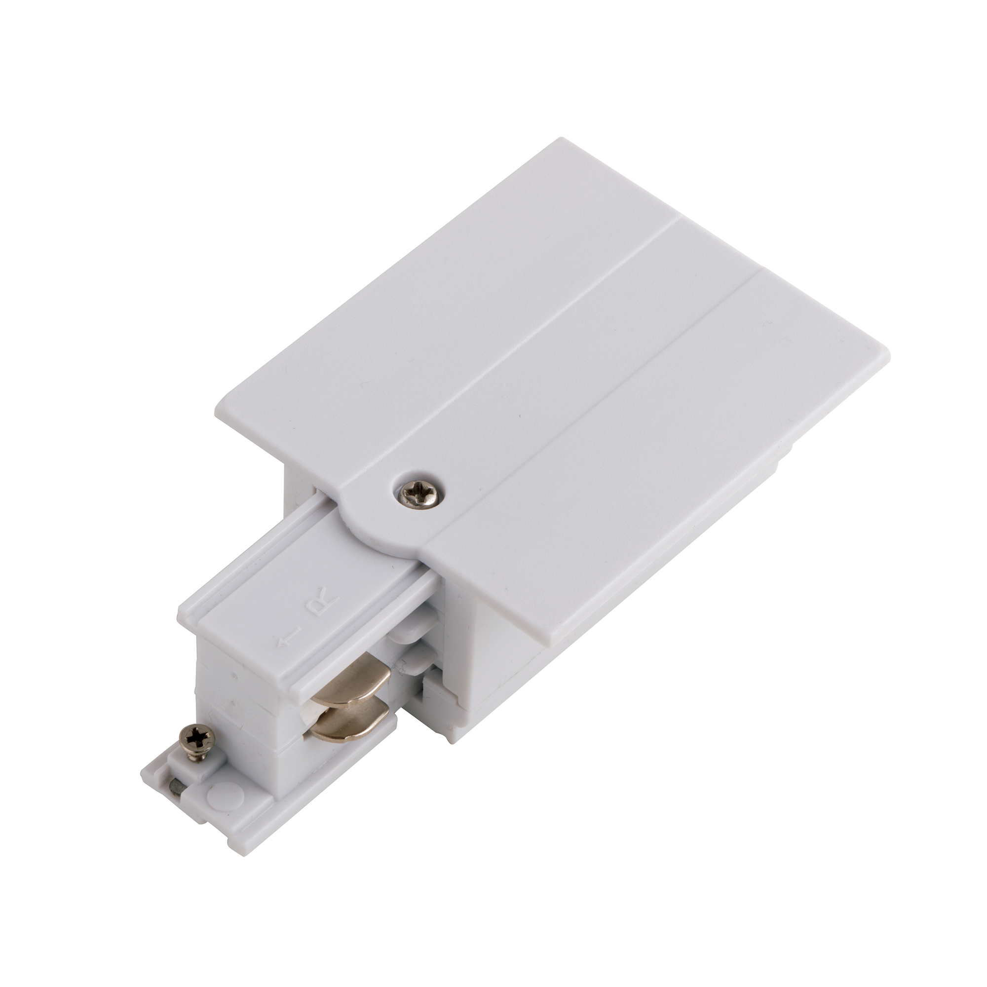 Right power feed for white recessed three-phase track - Intec