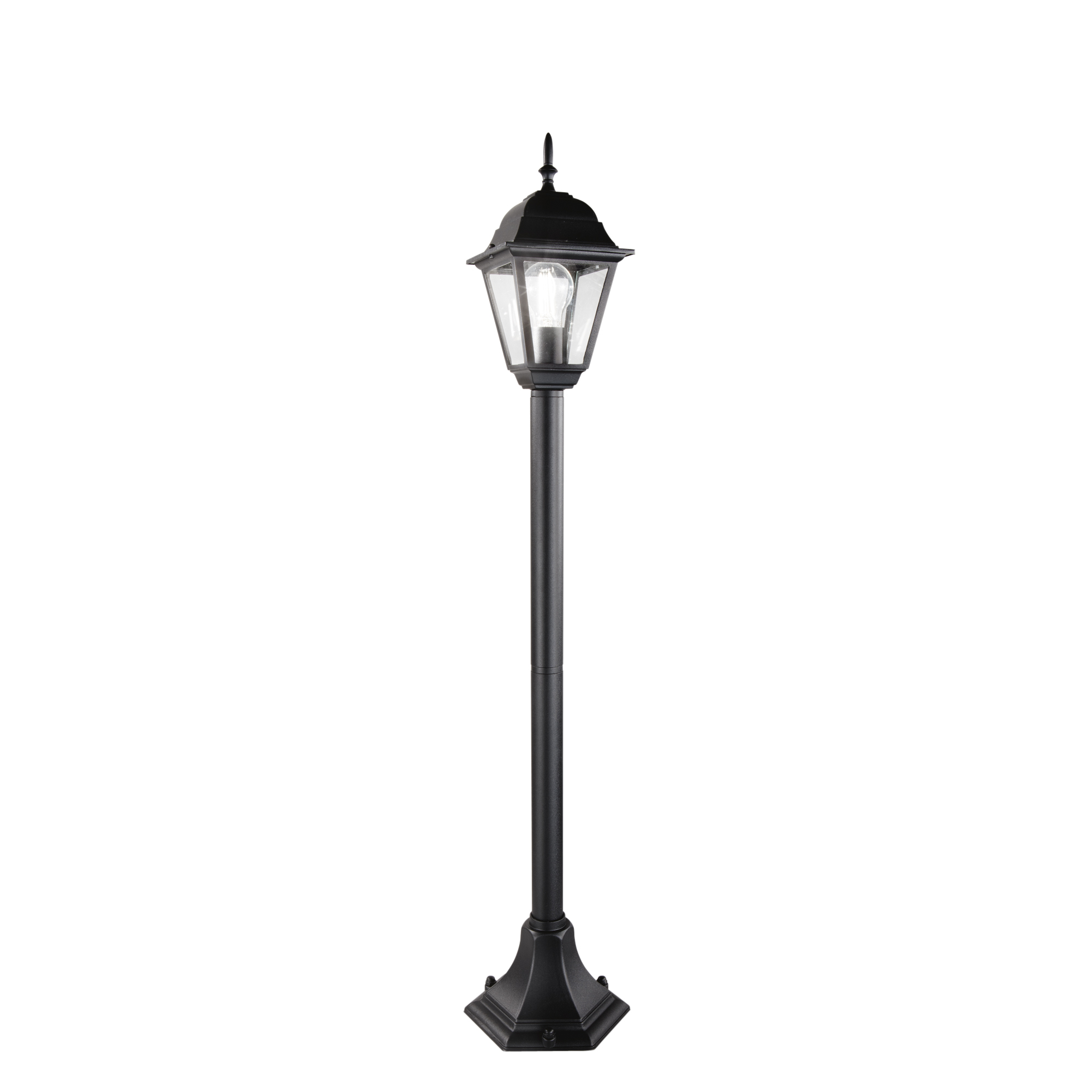 ROMA outdoor bollard in black aluminum and glass 104 cm - Intec