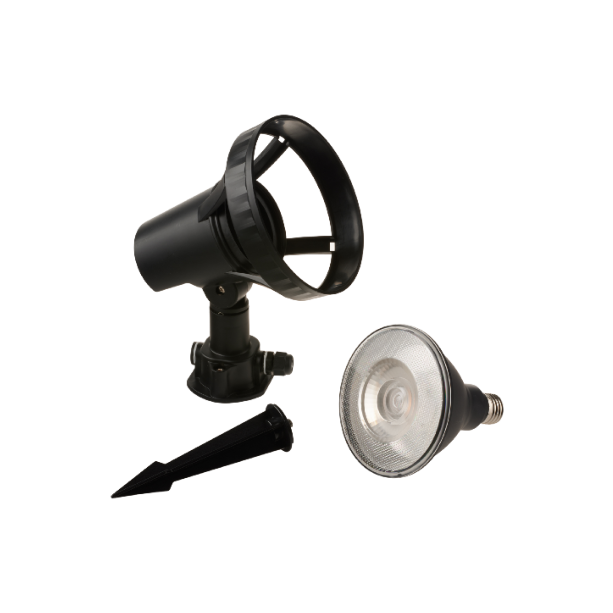 GRUBB LED floodlight in black thermoplastic 15W, 4000K, spike included IP65 - Intec