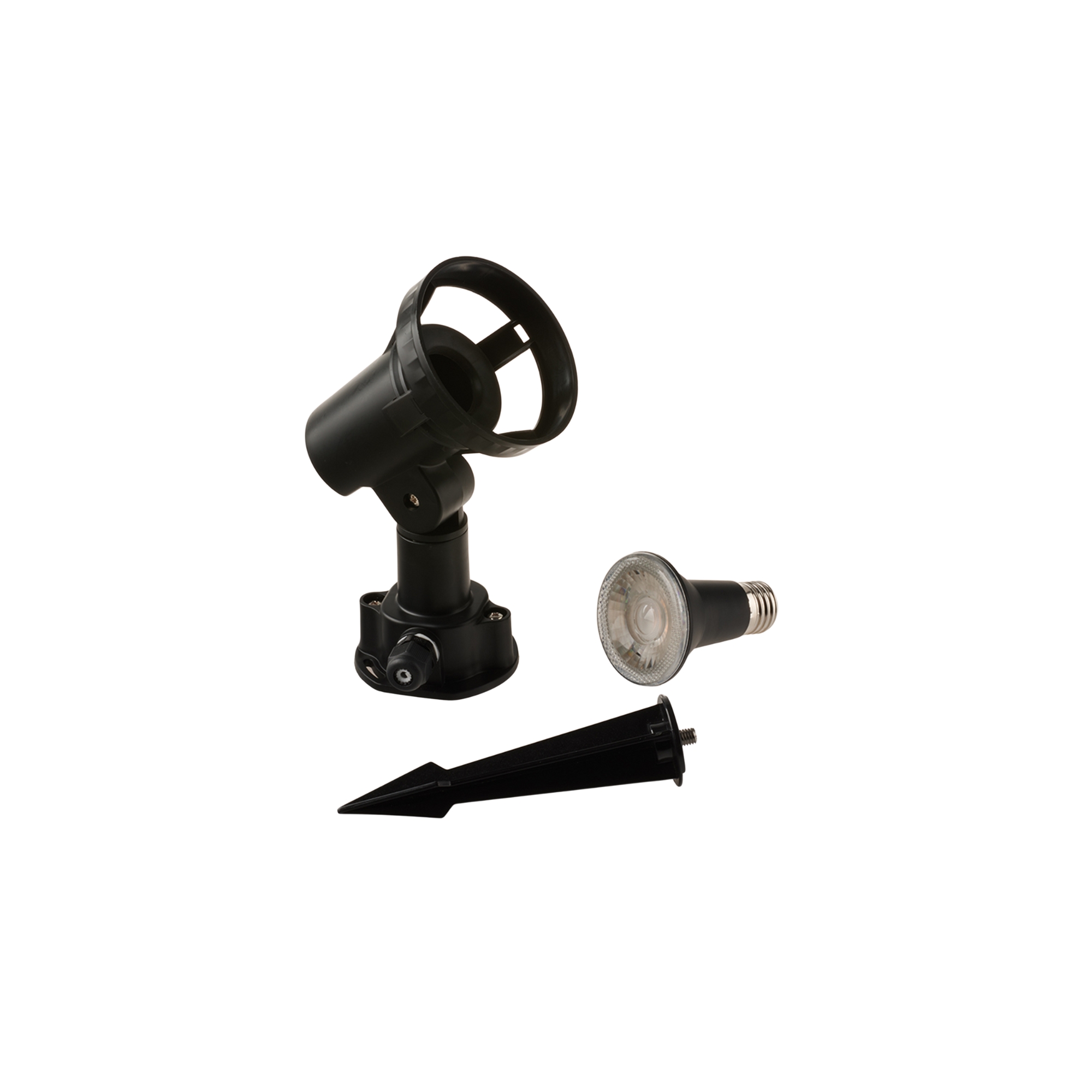 GRUBB LED floodlight in black thermoplastic 7W, 4000K, spike included IP65 - Intec