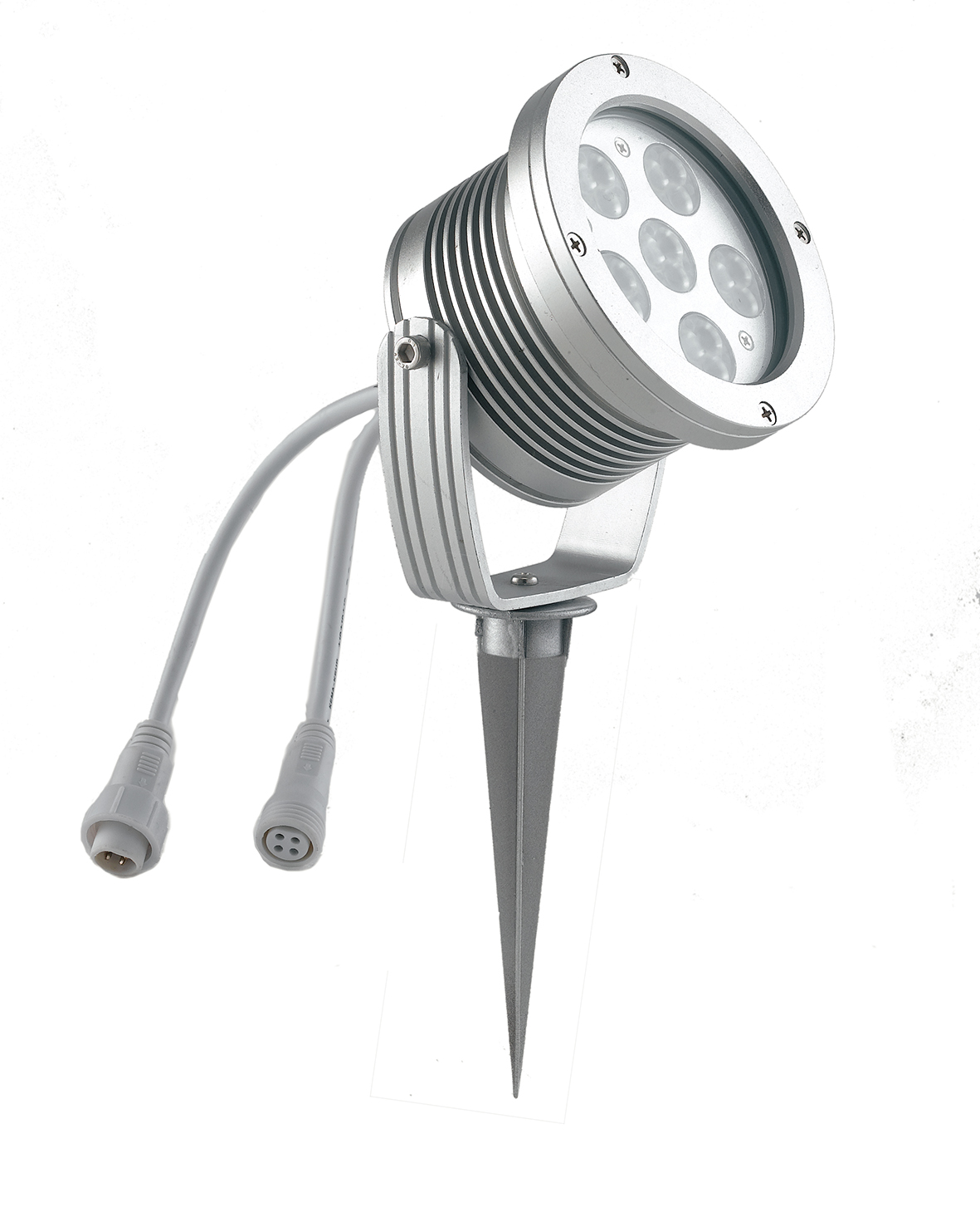 IRIDE outdoor LED projector in silver with included spike 18 x 1W with RGB function - Intec