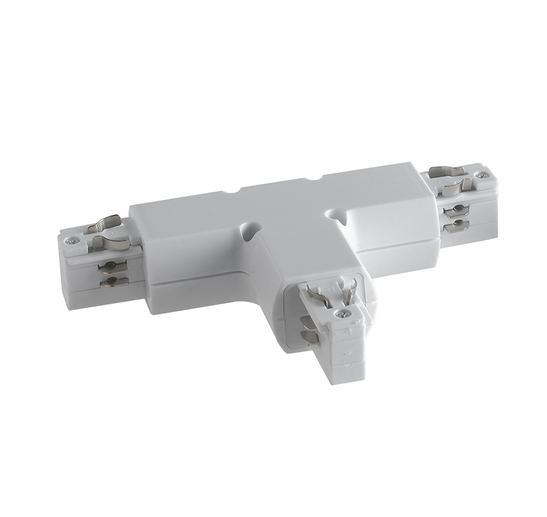 White T connector for guide tracks input L N + earth wire for three-phase circuit - Intec