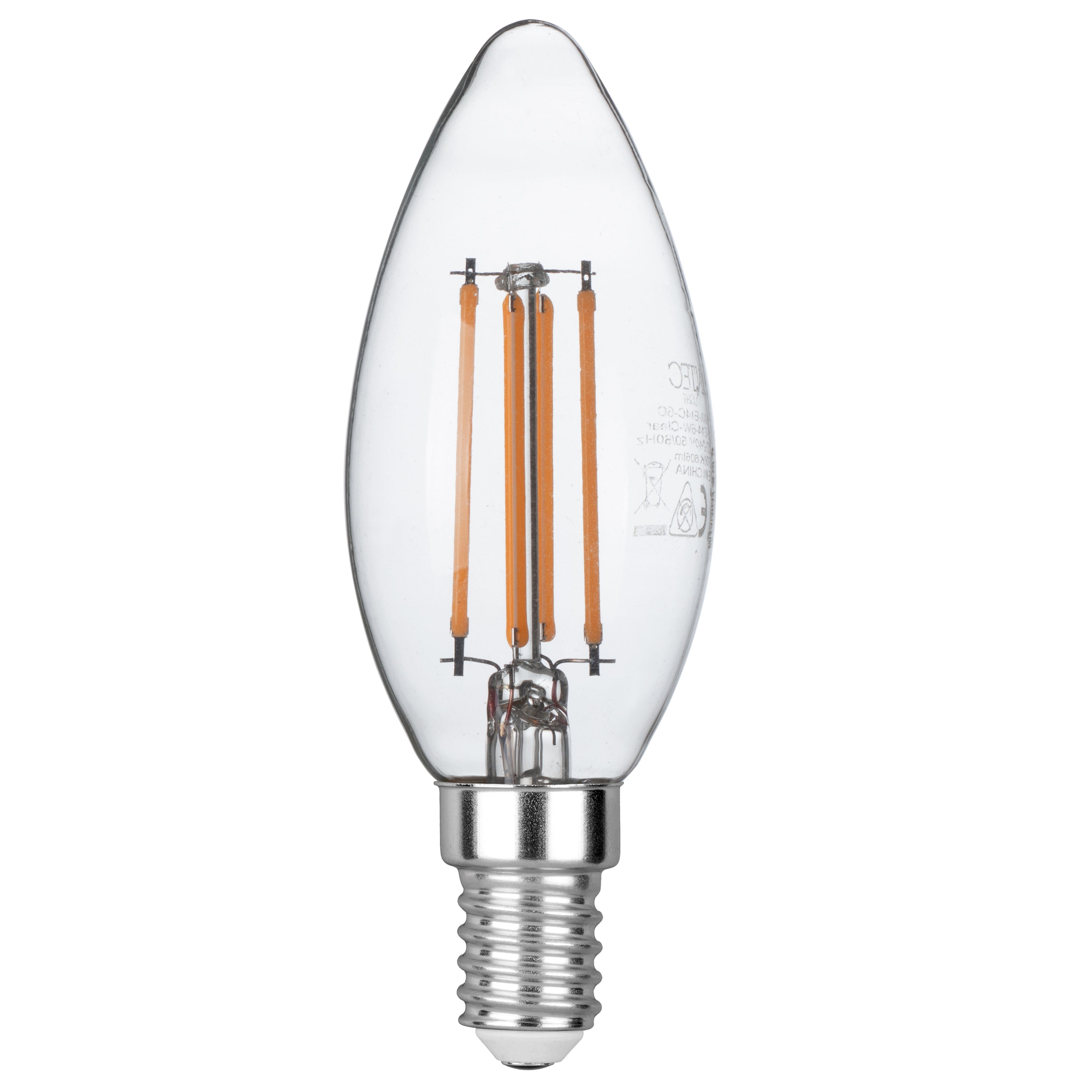 LED bulb E14 transparent Candle COB filament 6W 806lm 6500K - Intec bulbs