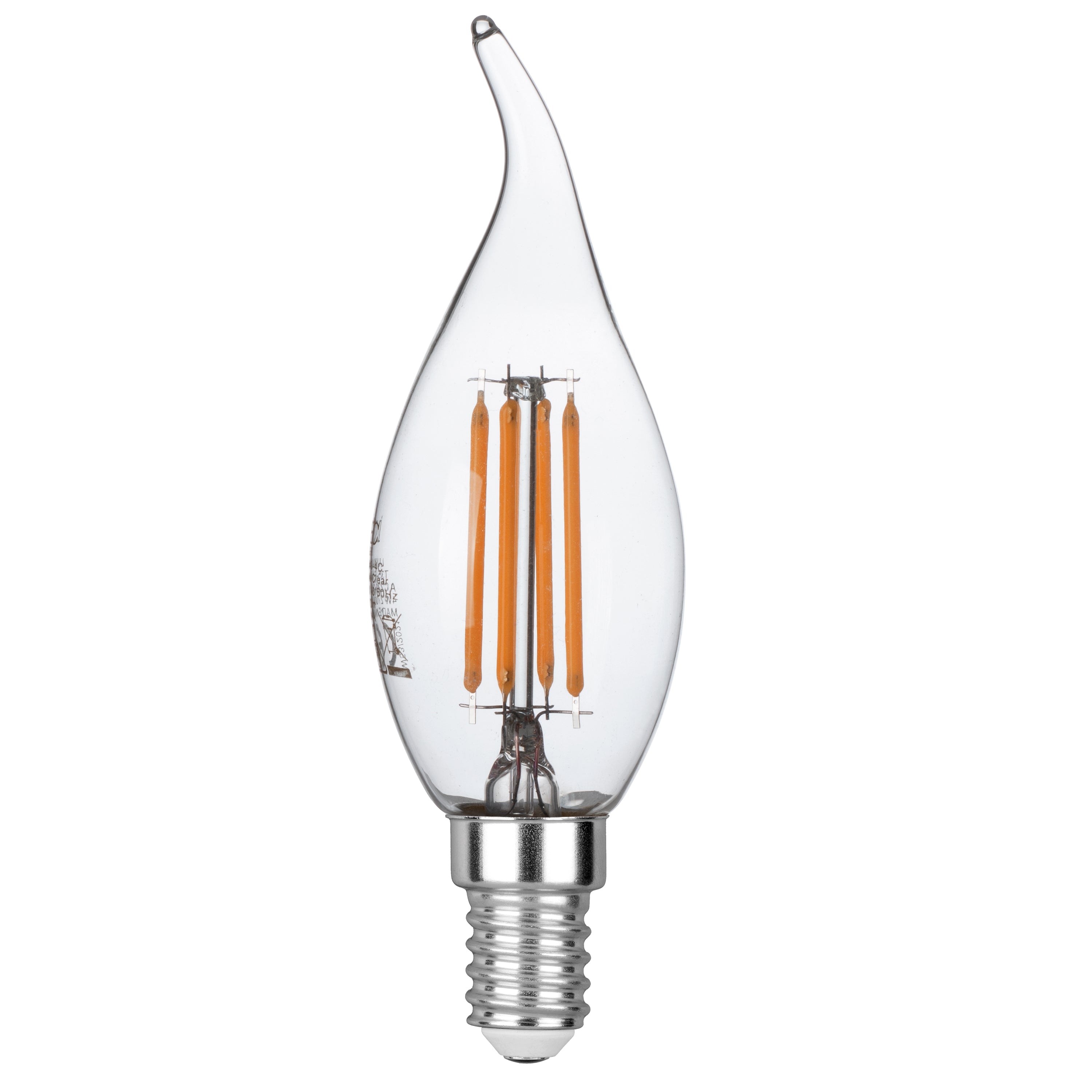 LED bulb E14 Curved Candle transparent COB filament 4W 470lm 6500K - Intec bulbs