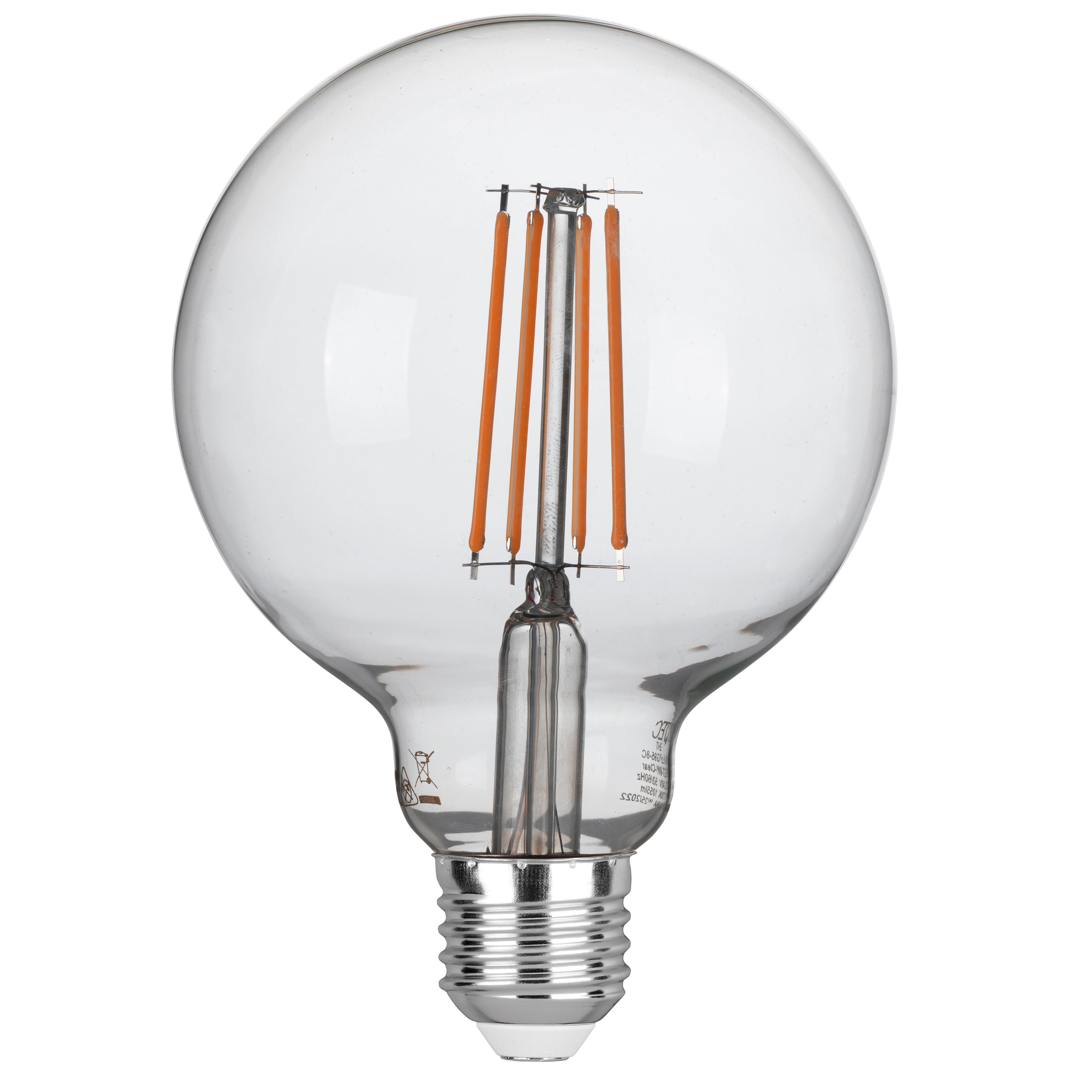 LED bulb E27 Globe G95 transparent COB filament 8W 1055lm 6500K - Intec bulbs